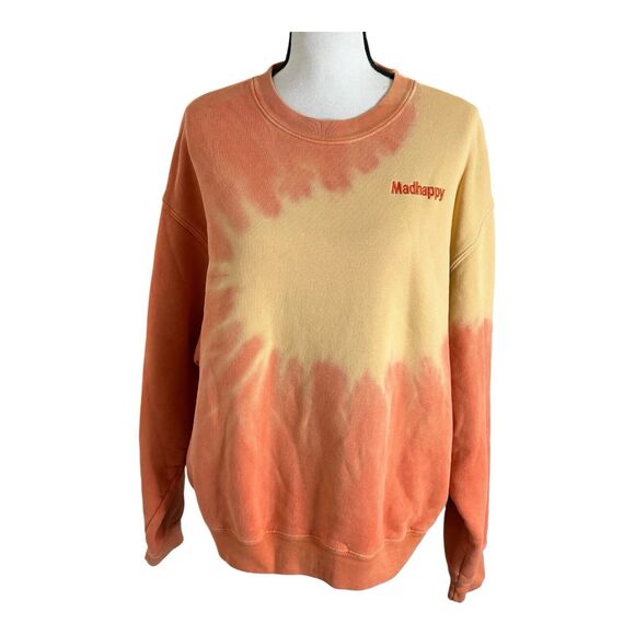 Madhappy Ltd Edition Tie Dye Crewneck Pullover Yellow Sweatshirt Women’s Sz M‎ - Picture 1 of 16